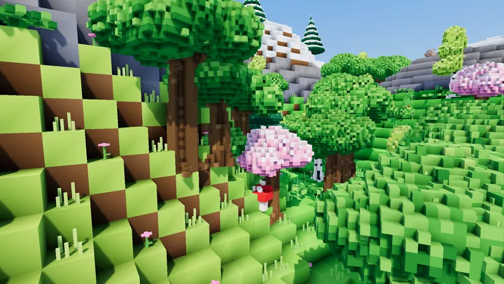 A forest hillside of pine, oak and blossom